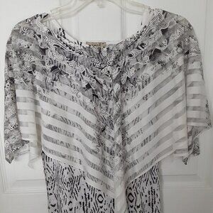 One World  Size Medium Beige, Cream & Brown  Blouse